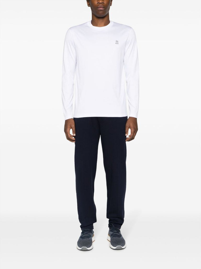 White Logo-embroidered Cotton T-shirt