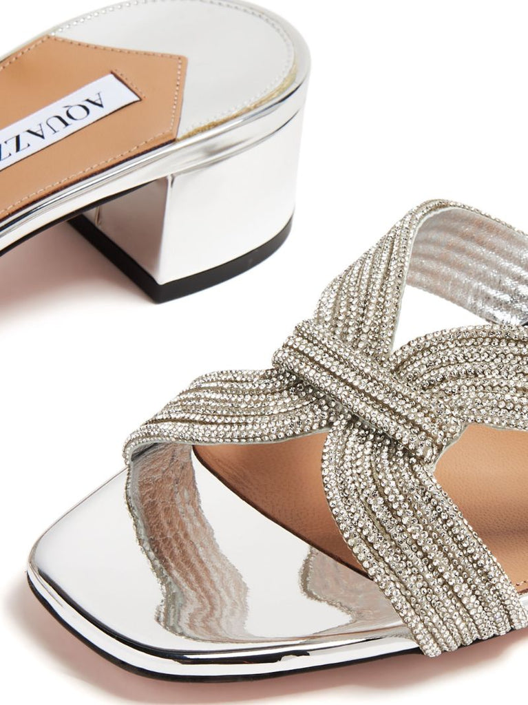 Silver-tone Muse 35 Leather Mules