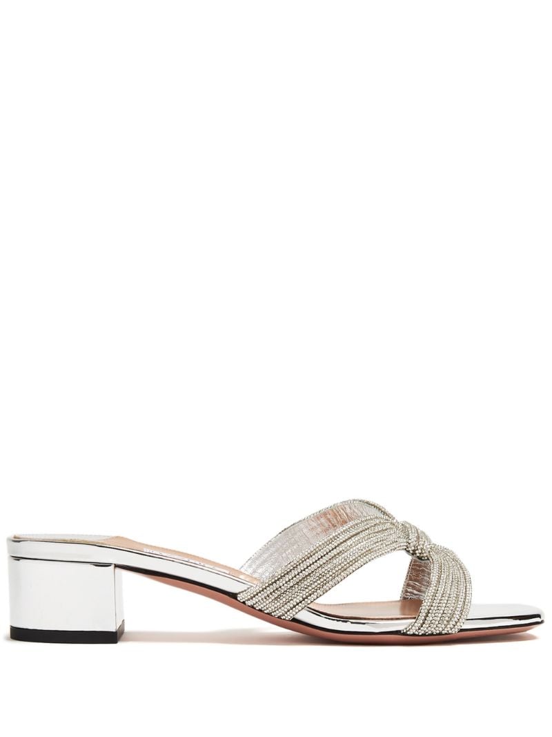 Silver-tone Muse 35 Leather Mules