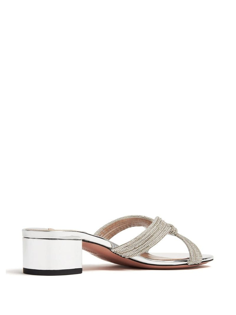 Silver-tone Muse 35 Leather Mules