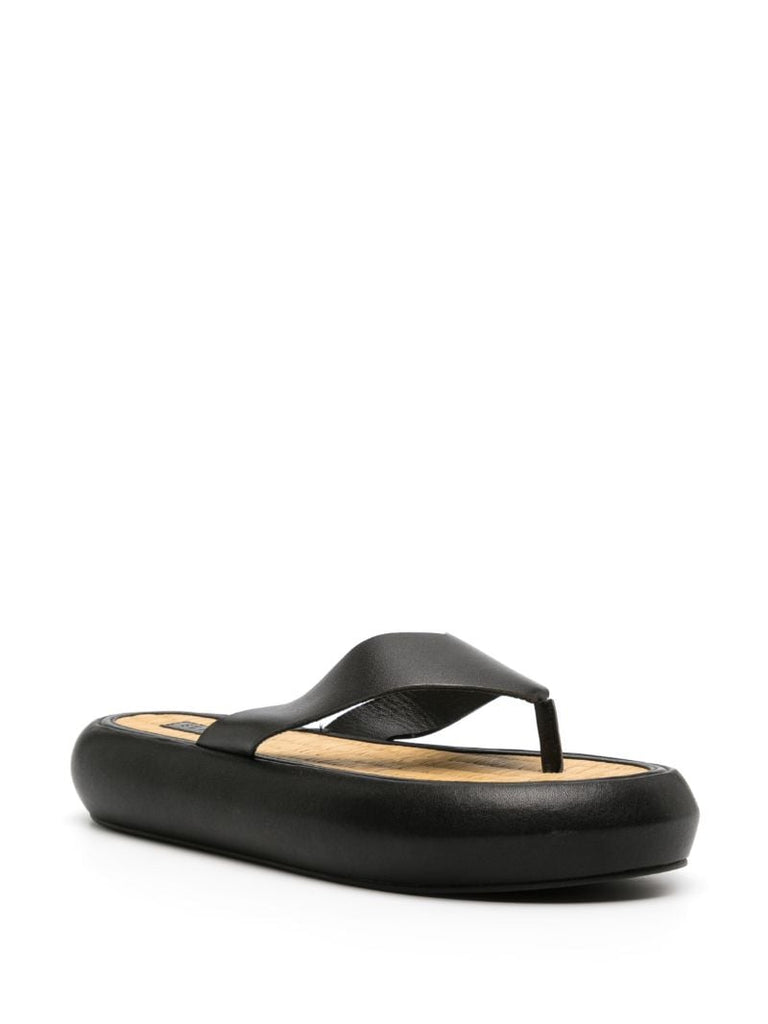 Black Tatami Leather Flip Flops