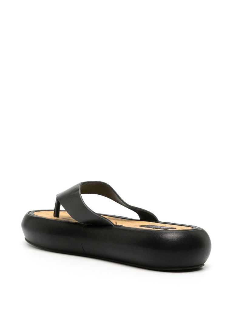 Black Tatami Leather Flip Flops