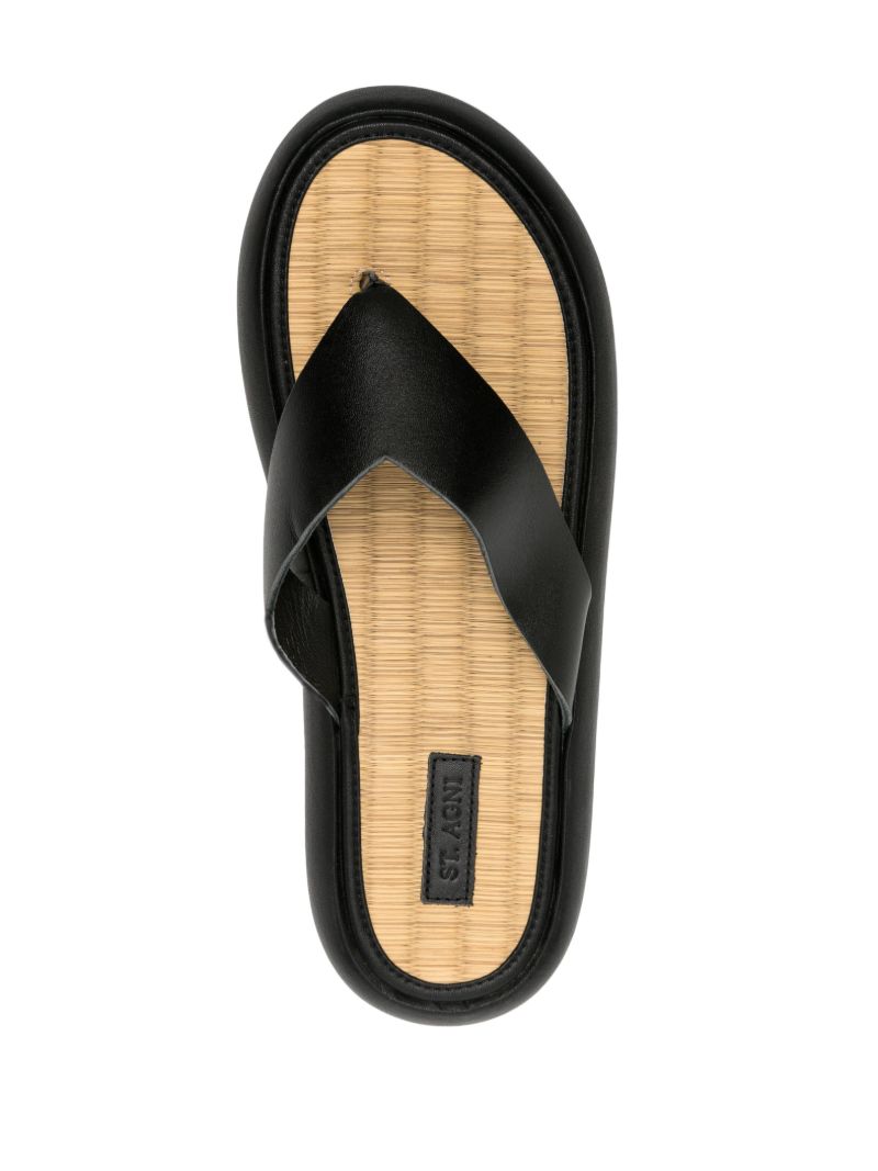 Black Tatami Leather Flip Flops