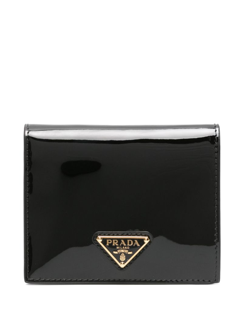 Black Triangle-logo Patent Leather Purse