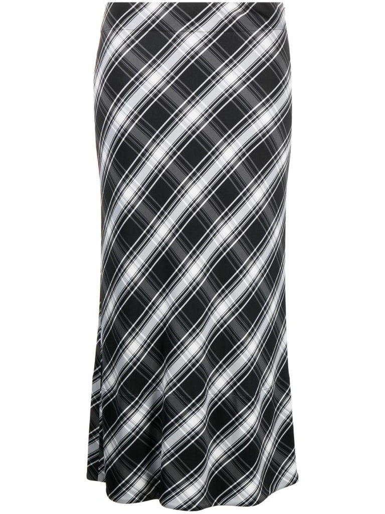 Black Checked Midi Skirt