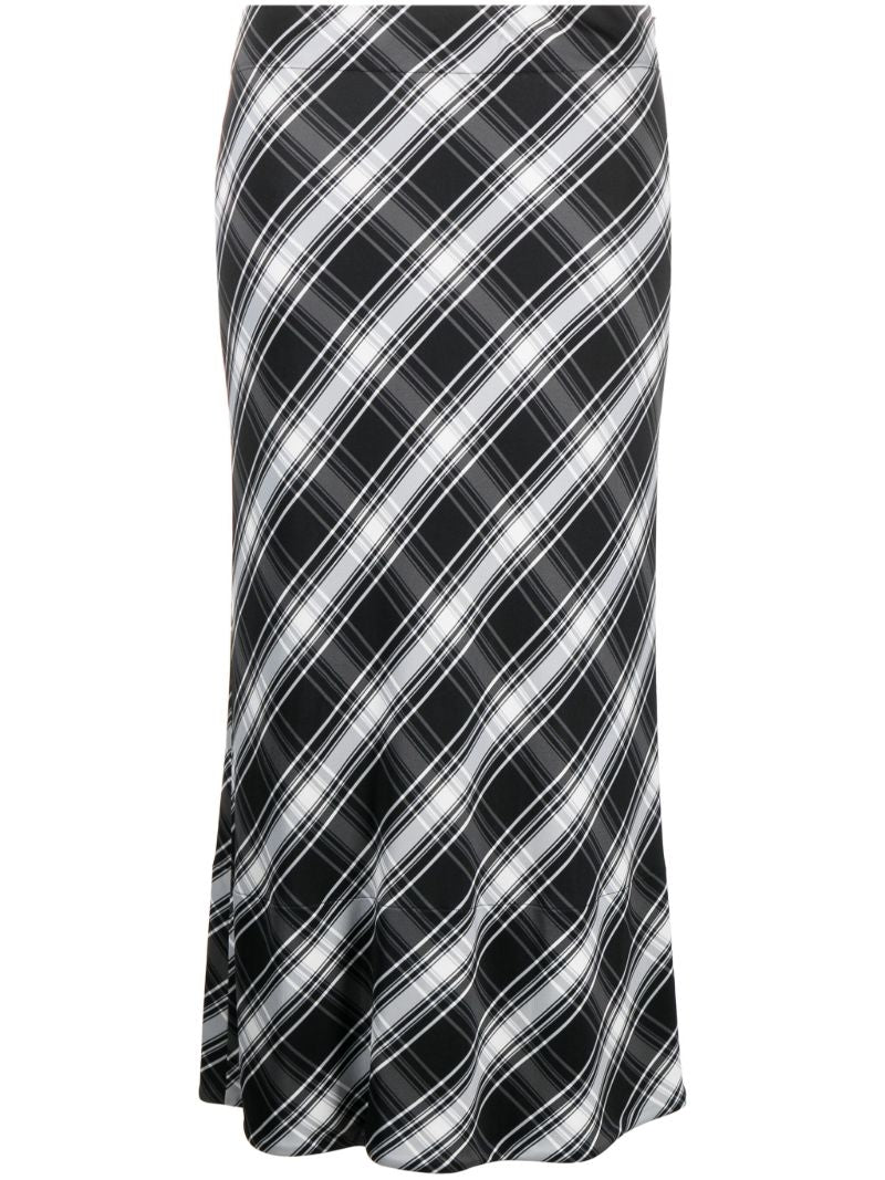 Black Checked Midi Skirt