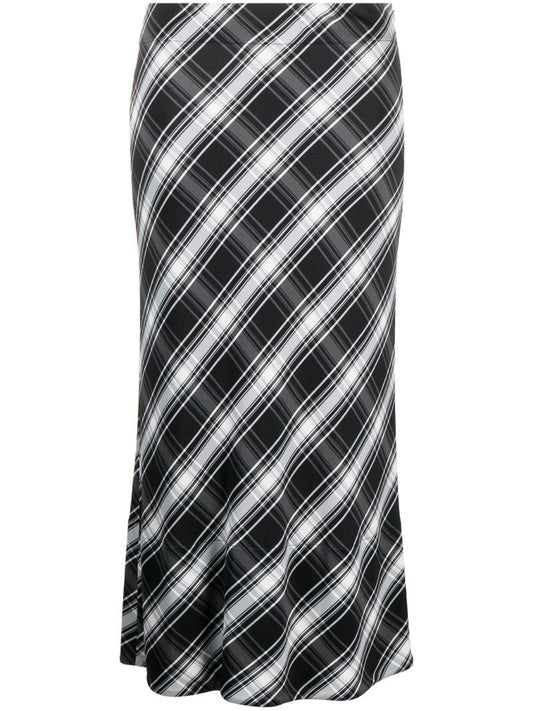 Black Checked Midi Skirt