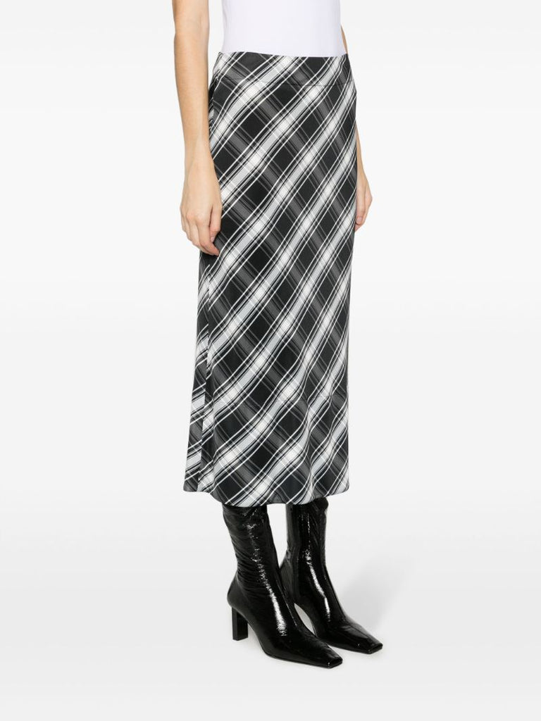 Black Checked Midi Skirt