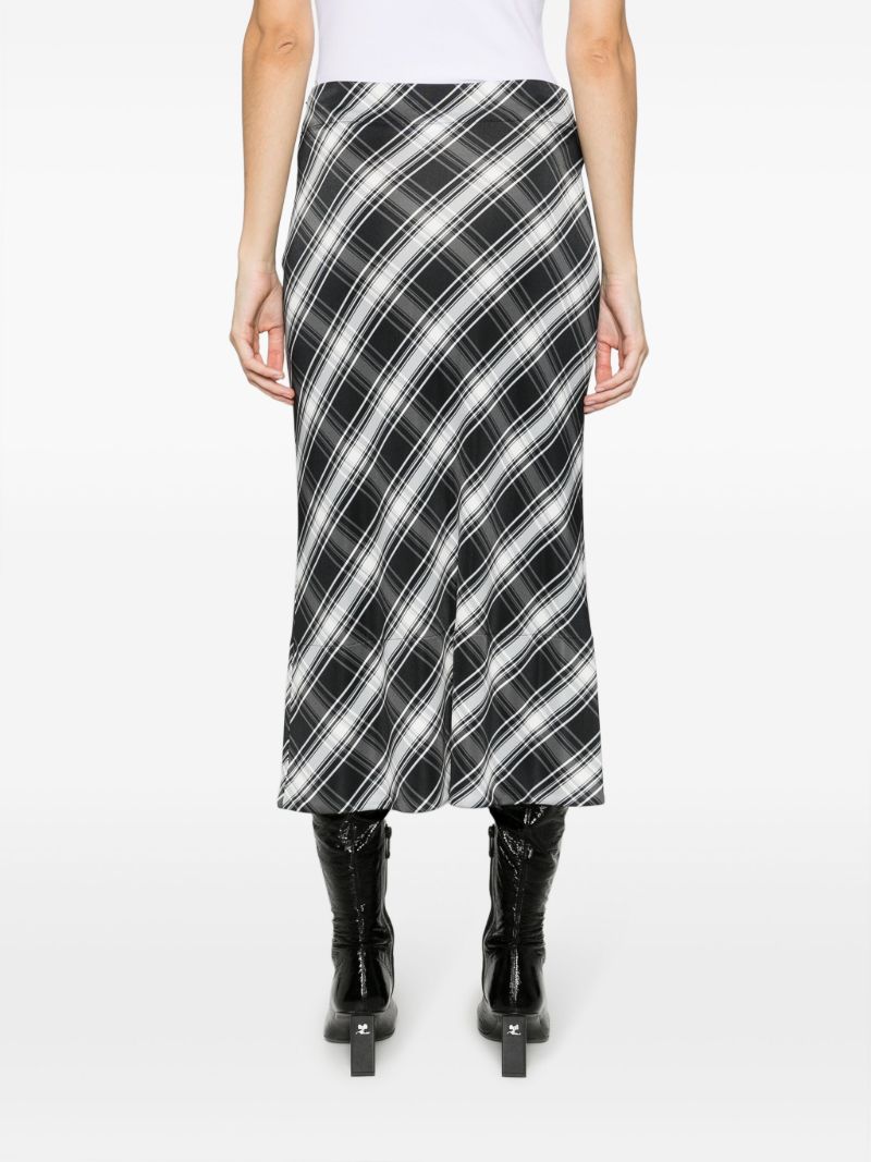 Black Checked Midi Skirt