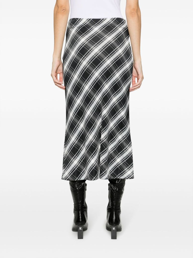 Black Checked Midi Skirt