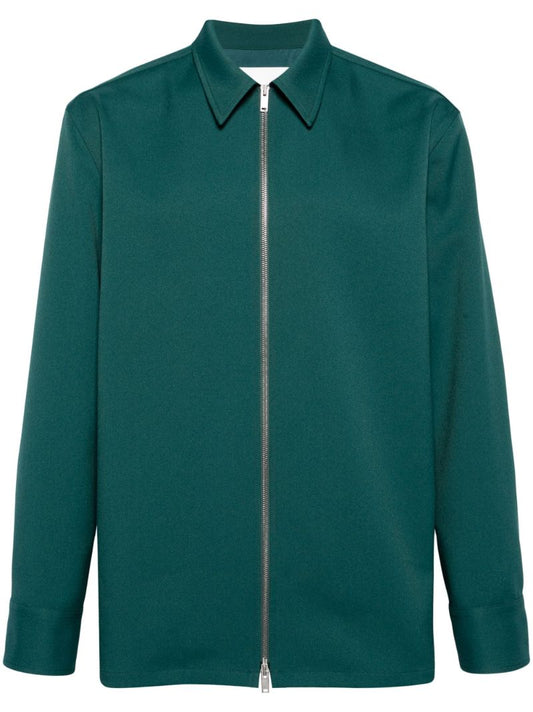 Green Zip Up Shirt Jacket