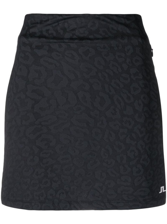 Black Denise Leopard-pattern Skirt