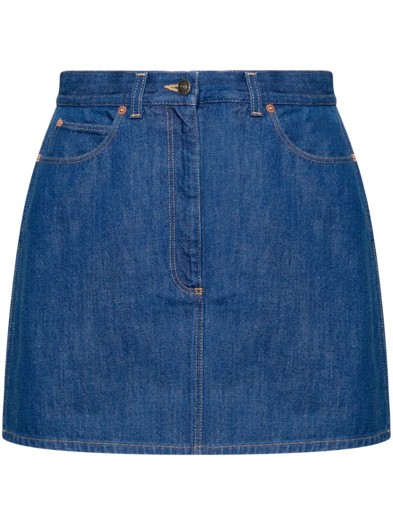 Blue Belted Denim Mini Skirt