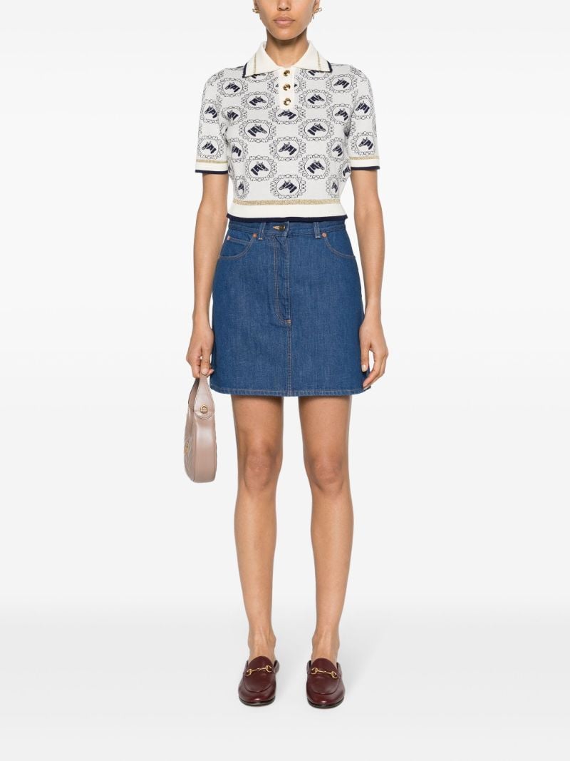 Blue Belted Denim Mini Skirt