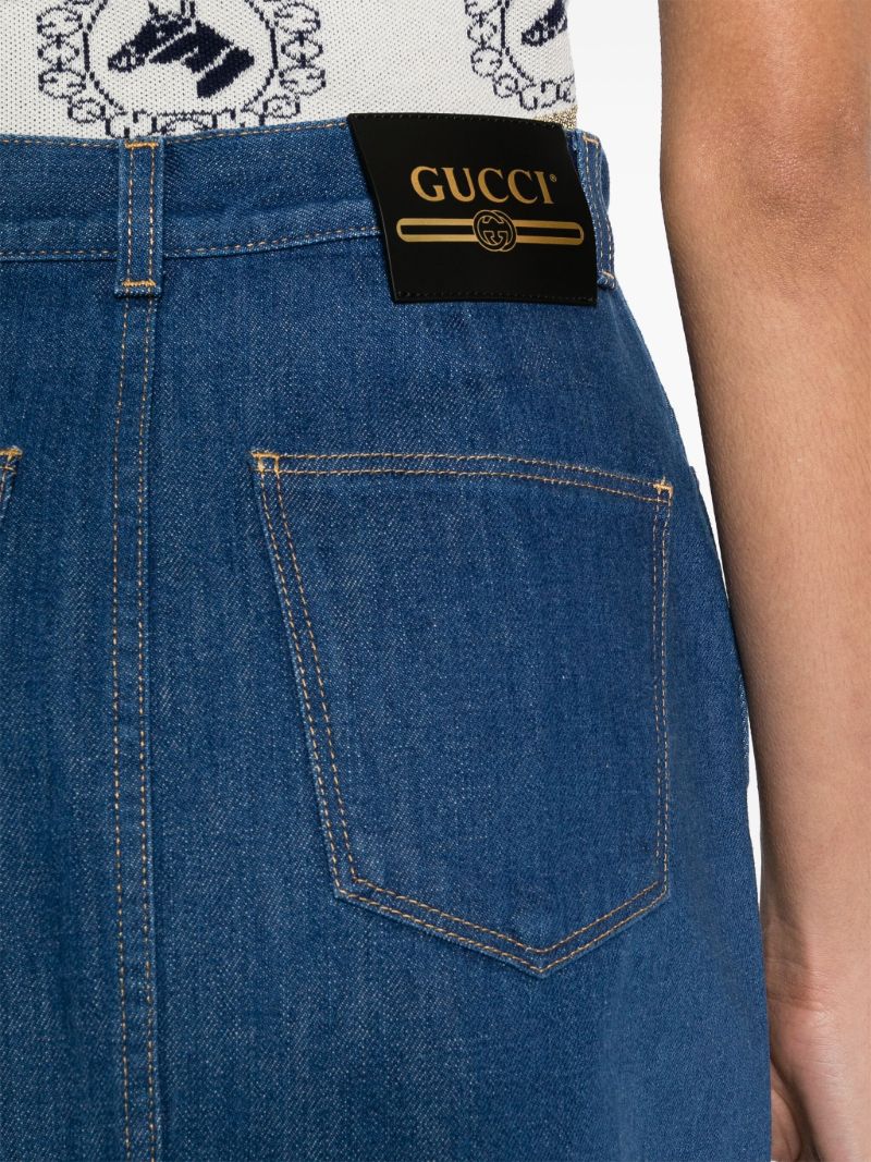 Blue Belted Denim Mini Skirt