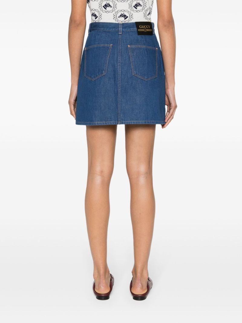 Blue Belted Denim Mini Skirt