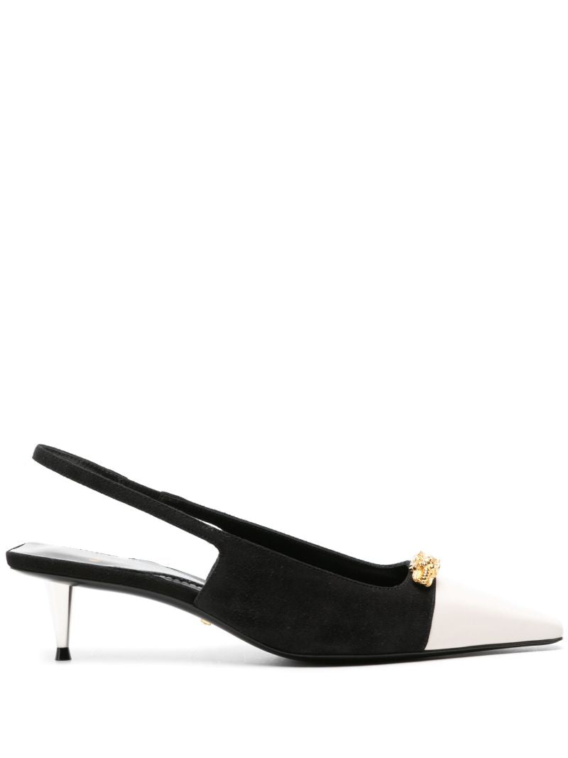 Black Tiger Head Slingback Pumps