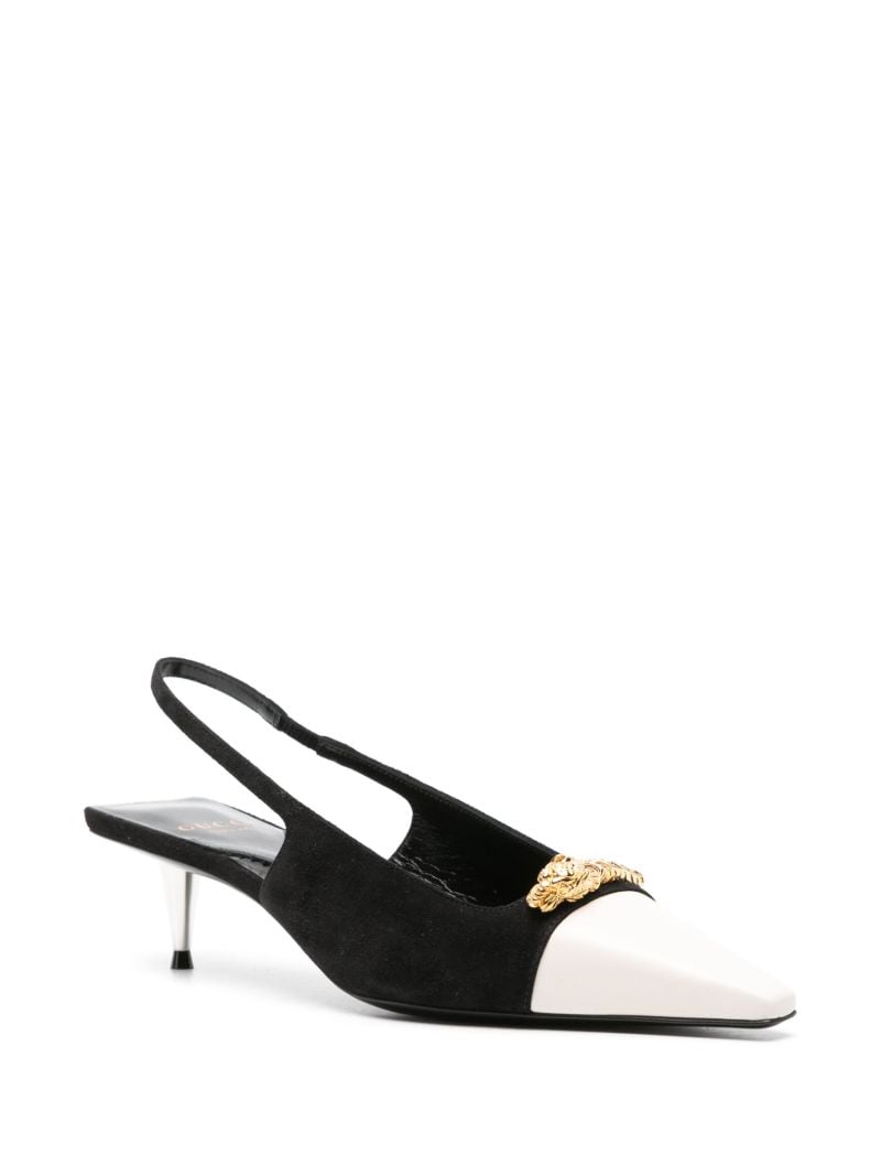 Black Tiger Head Slingback Pumps