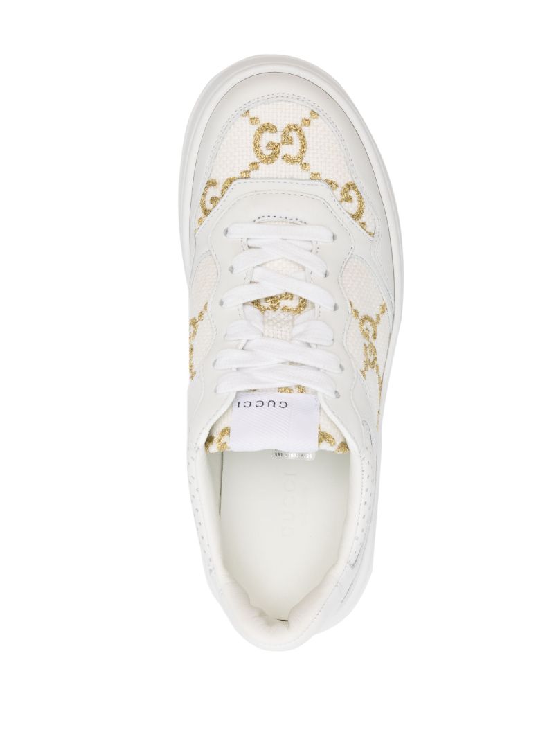 White Gg-embroidered Leather Sneakers