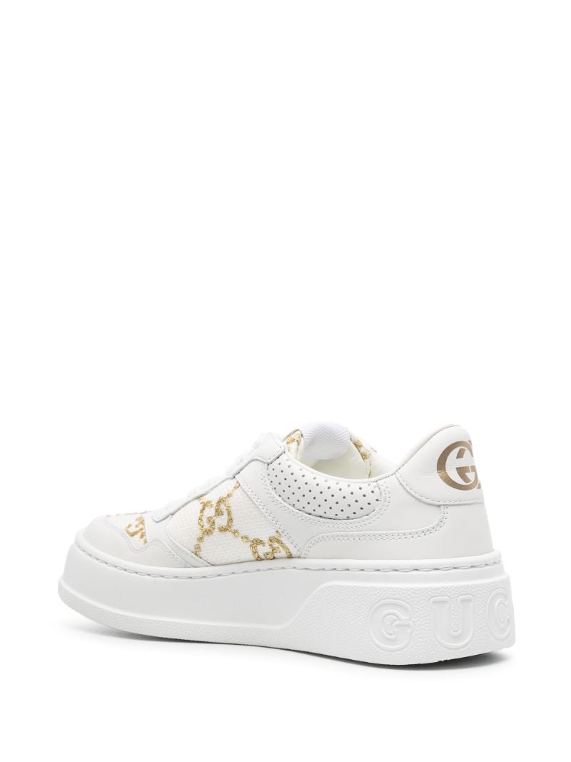 White Gg-embroidered Leather Sneakers
