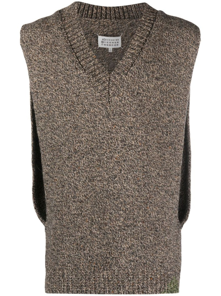 Brown V-neck Wool Vest