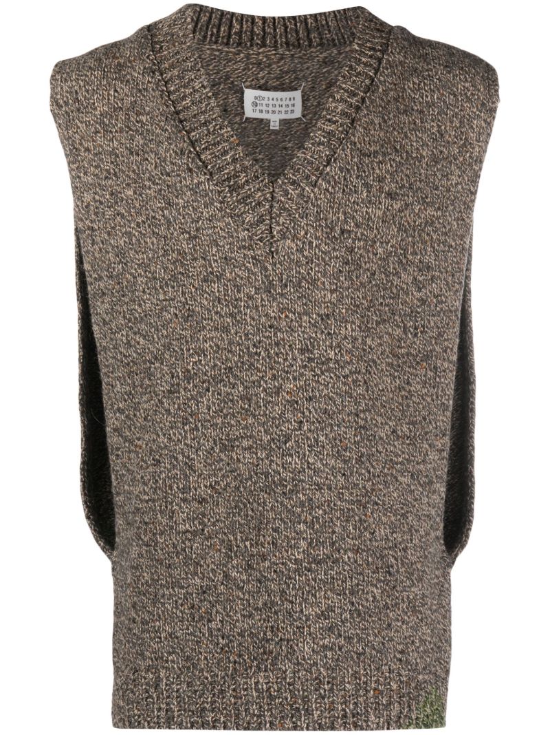 Brown V-neck Wool Vest