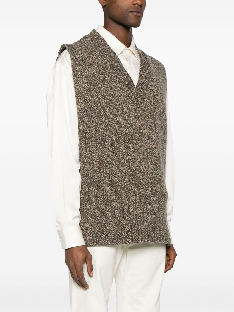 Brown V-neck Wool Vest