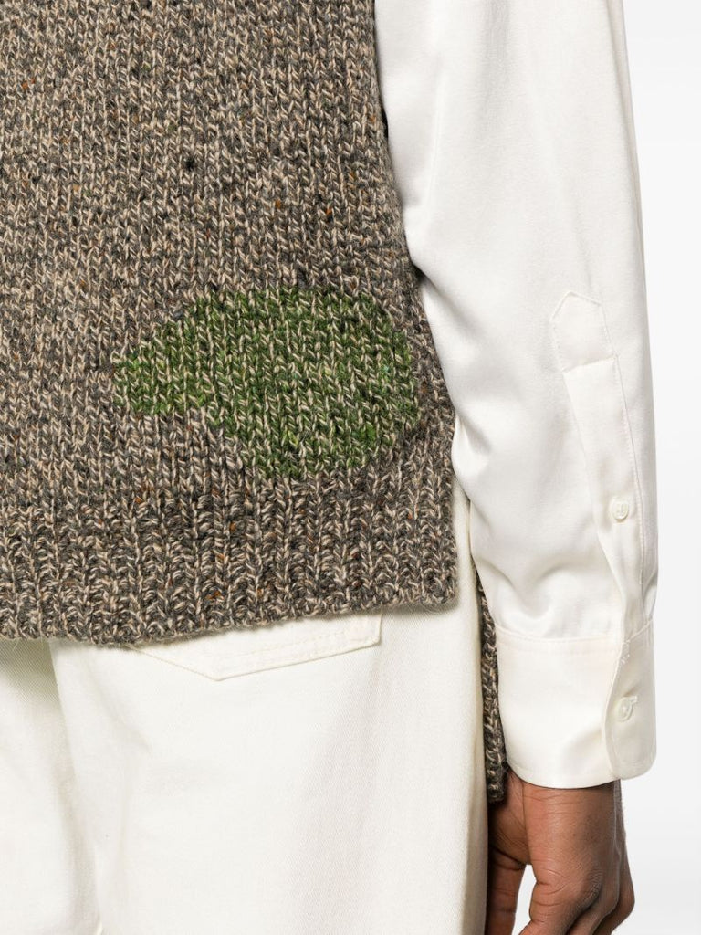 Brown V-neck Wool Vest