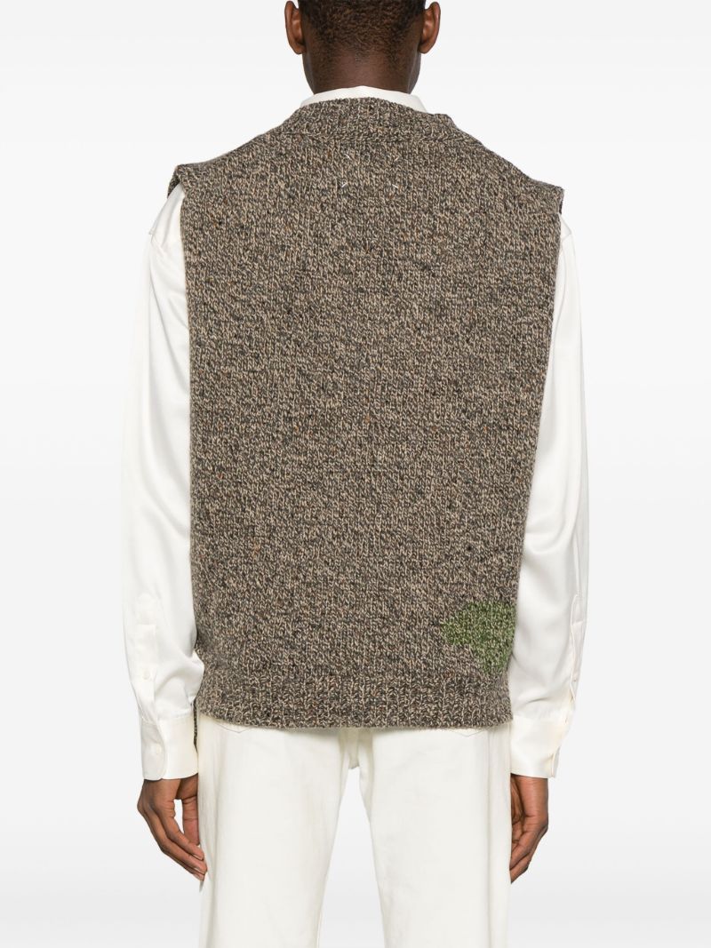 Brown V-neck Wool Vest