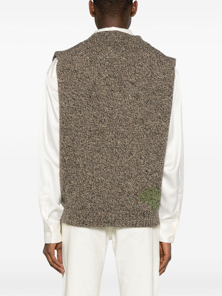 Brown V-neck Wool Vest