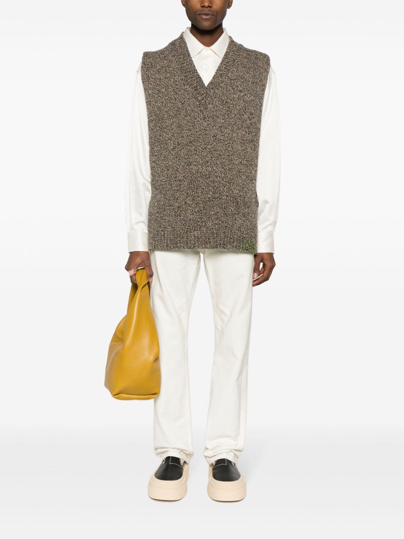 Brown V-neck Wool Vest