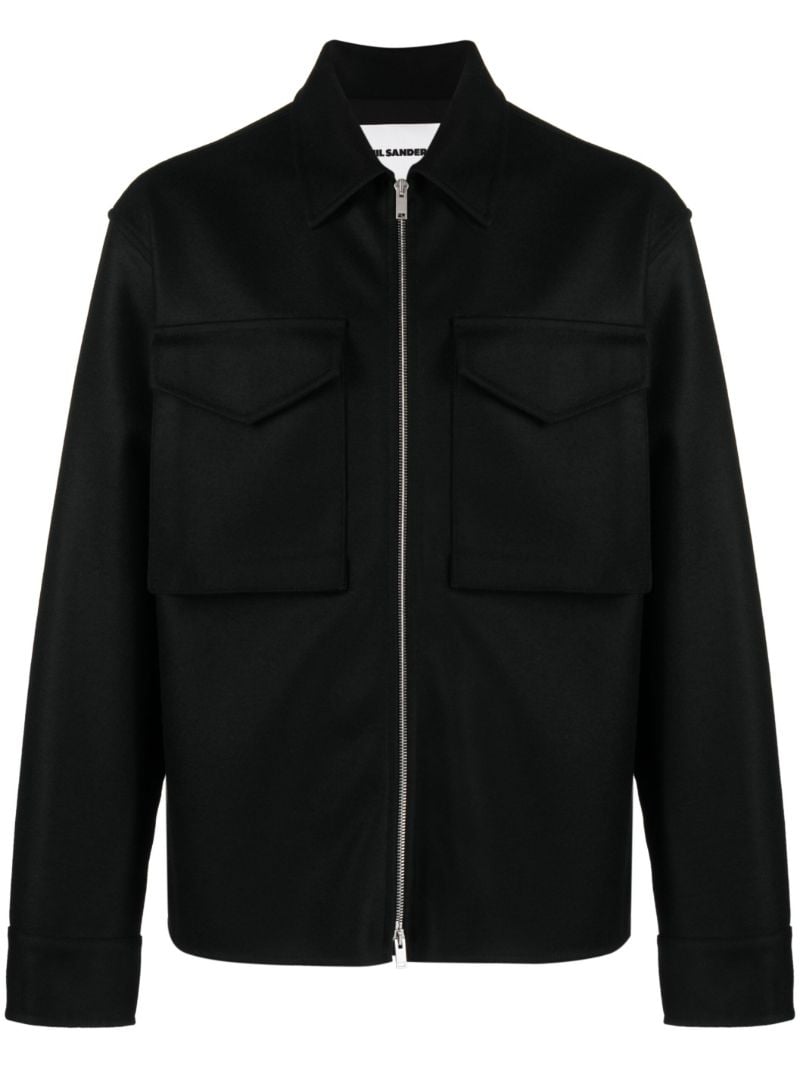 Black Zip-fastening Wool Jacket