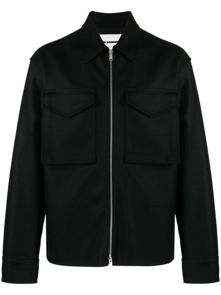 Black Zip-fastening Wool Jacket