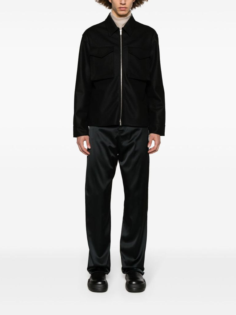 Black Zip-fastening Wool Jacket