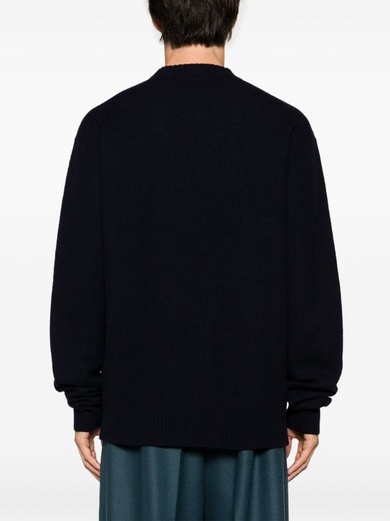 Blue Crew Neck Wool Jumper