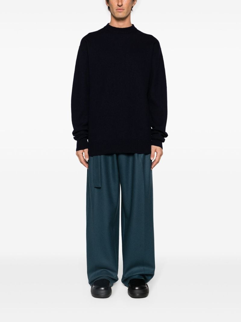Blue Crew Neck Wool Jumper