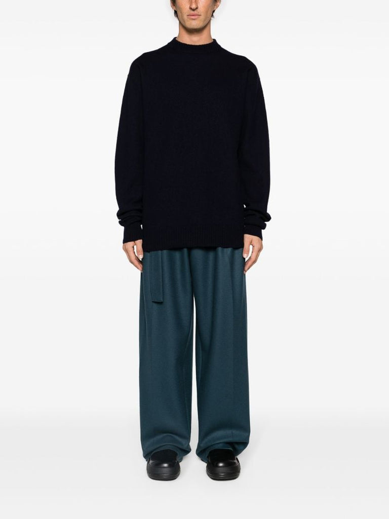 Blue Crew Neck Wool Jumper