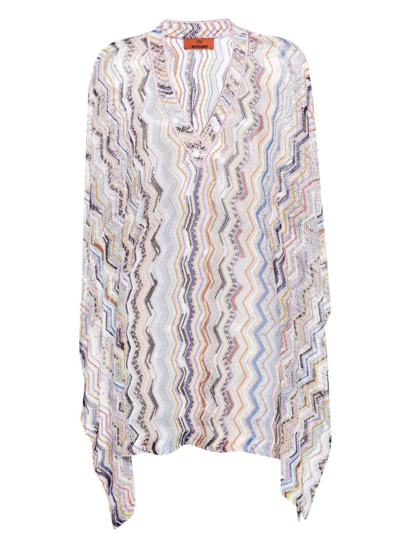 Blue Zigzag V-neck Cover-up