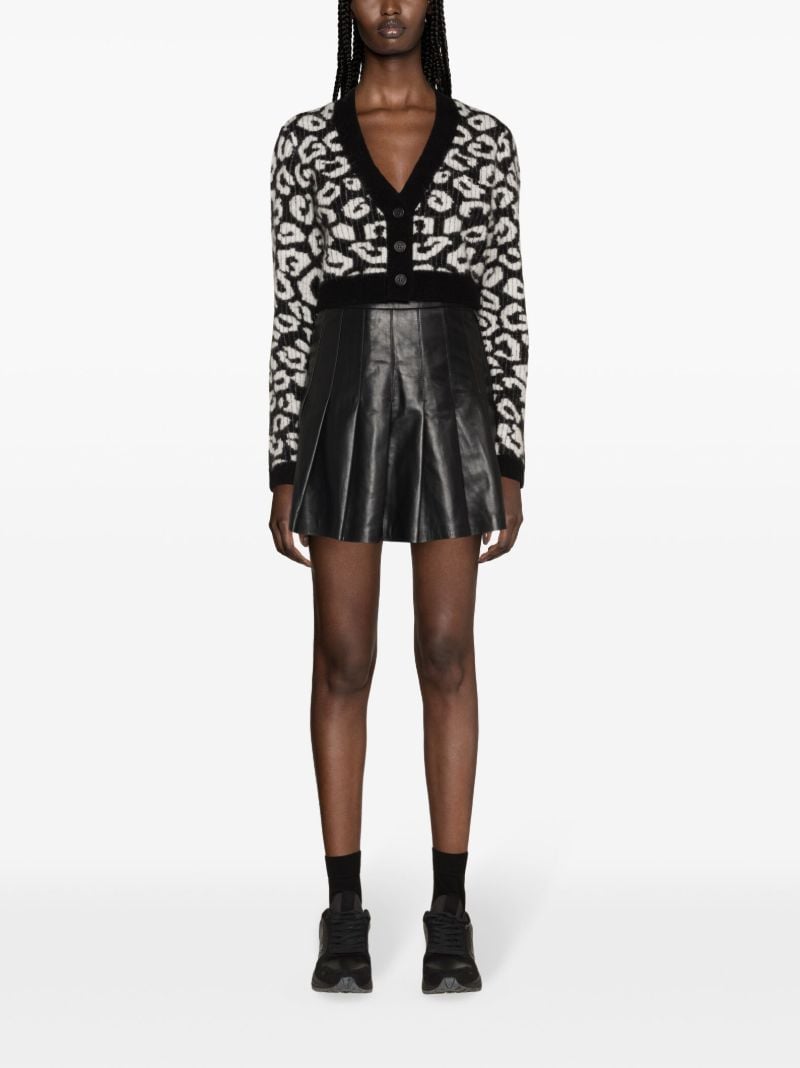 Black Vale Pleated Leather Skirt