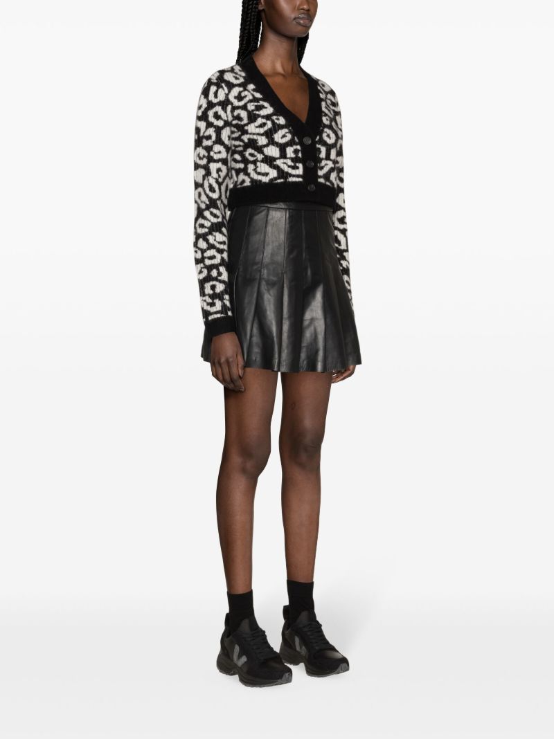 Black Vale Pleated Leather Skirt