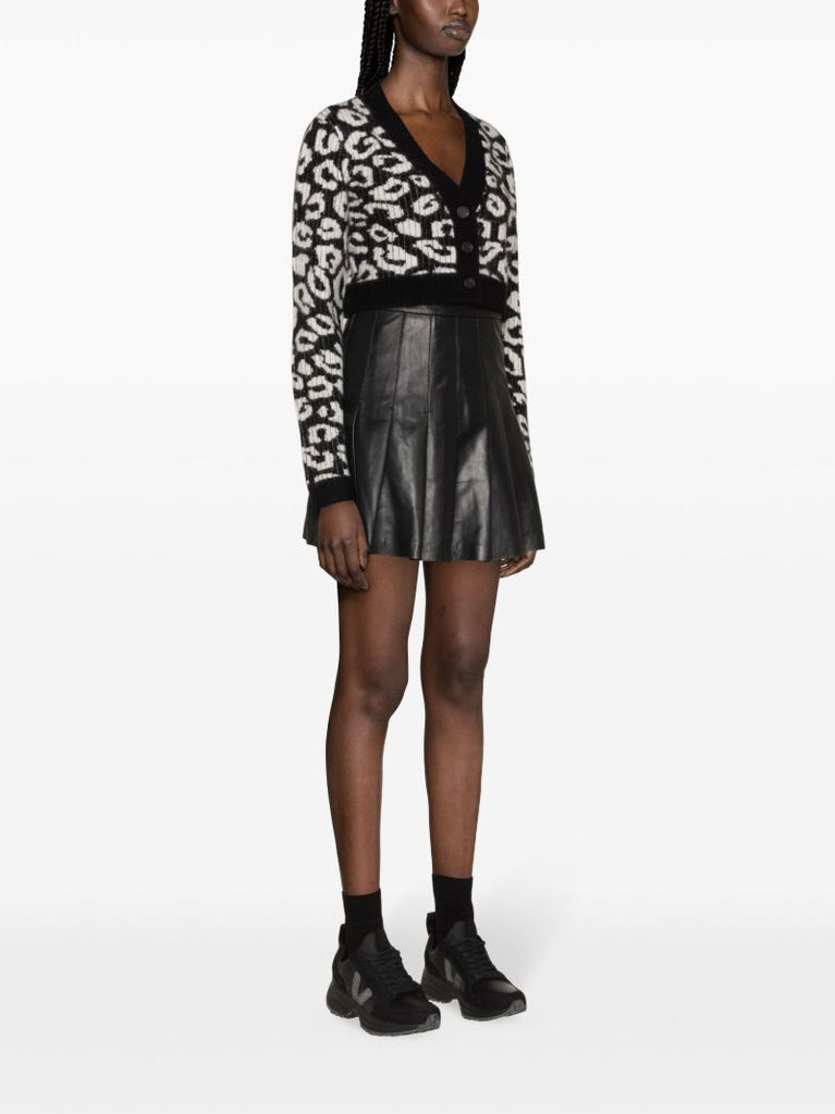 Black Vale Pleated Leather Skirt