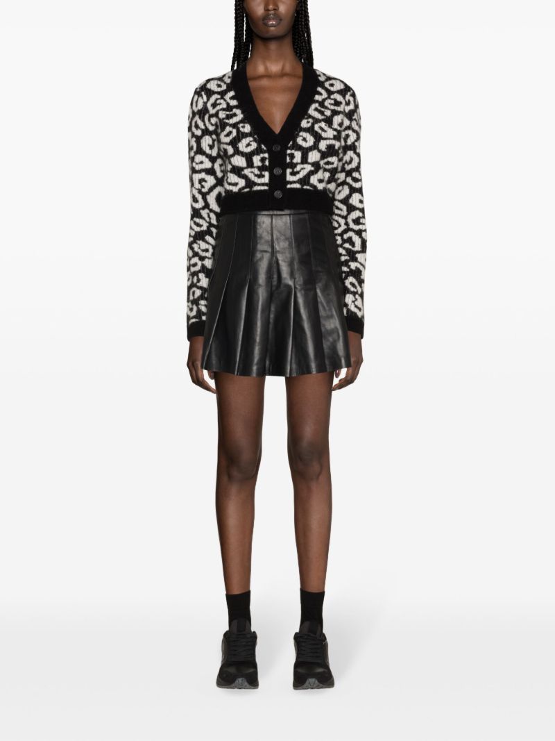 Black Mallory Leopard-pattern Cardigan