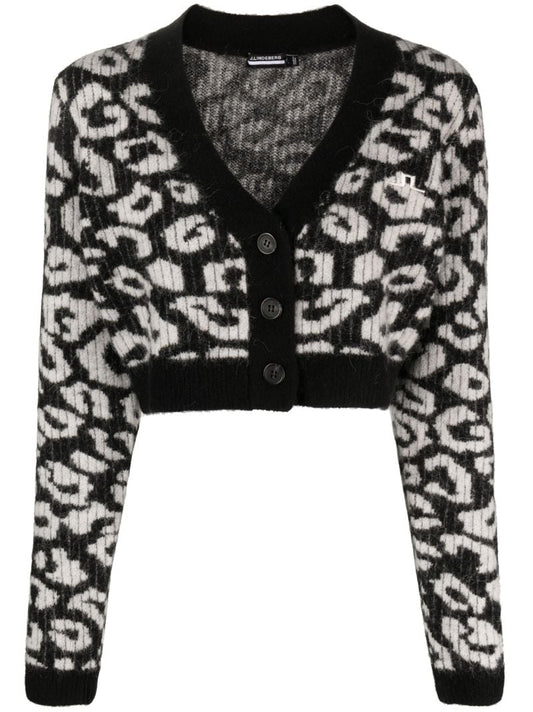 Black Mallory Leopard-pattern Cardigan