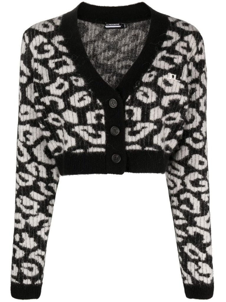 Black Mallory Leopard-pattern Cardigan