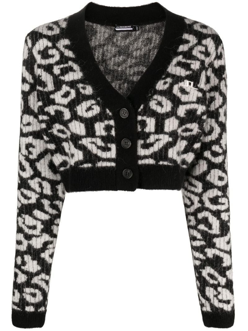 Black Mallory Leopard-pattern Cardigan