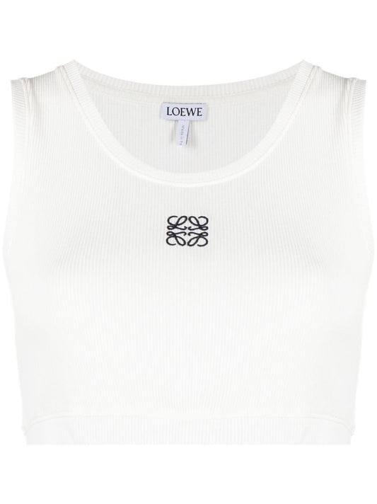 White Anagram Cropped Tank Top