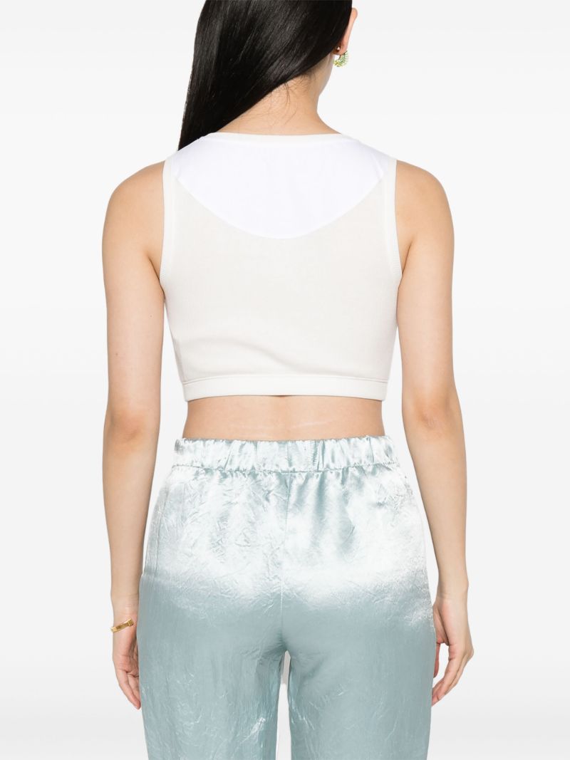 White Anagram Cropped Tank Top