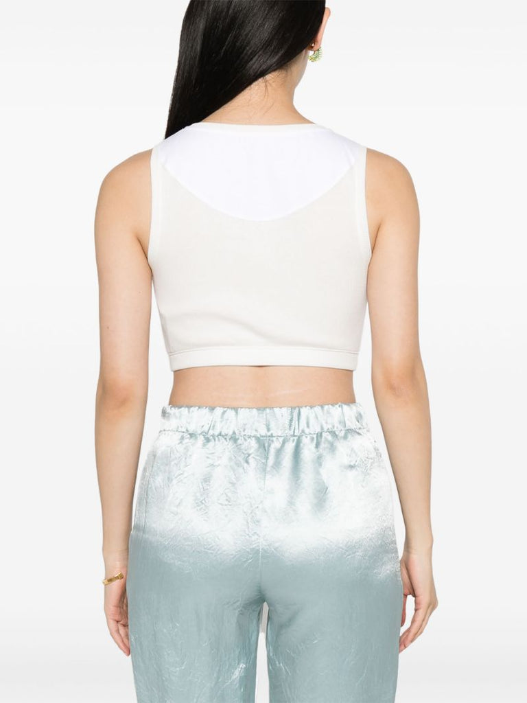 White Anagram Cropped Tank Top