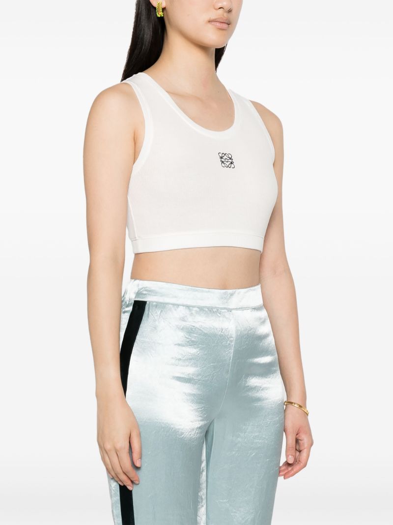 White Anagram Cropped Tank Top