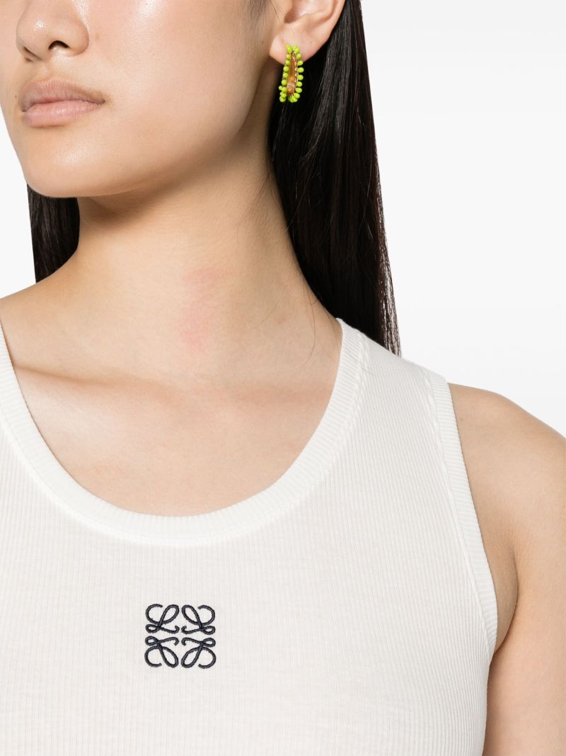 White Anagram Cropped Tank Top